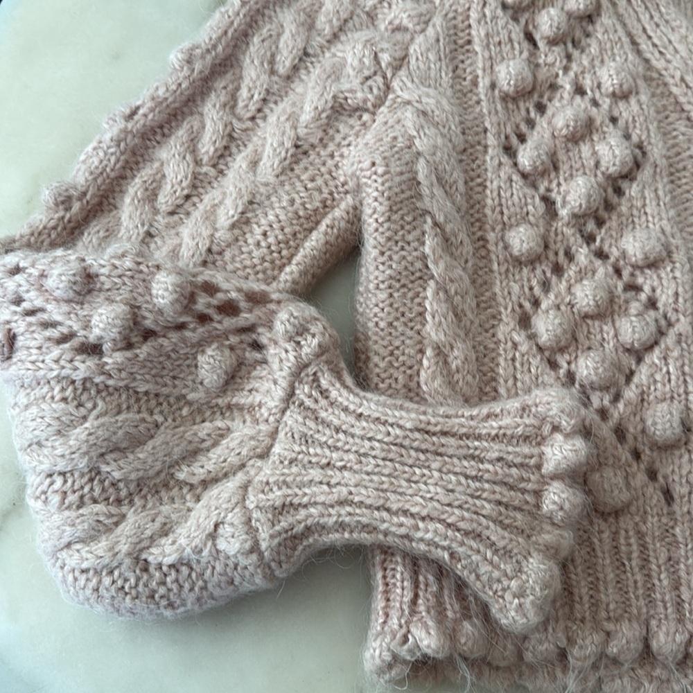 Zara Jewel Button Knit Cardigan Blush Pink Knit Sweater Size Small Loose Fit - Picture 11 of 16